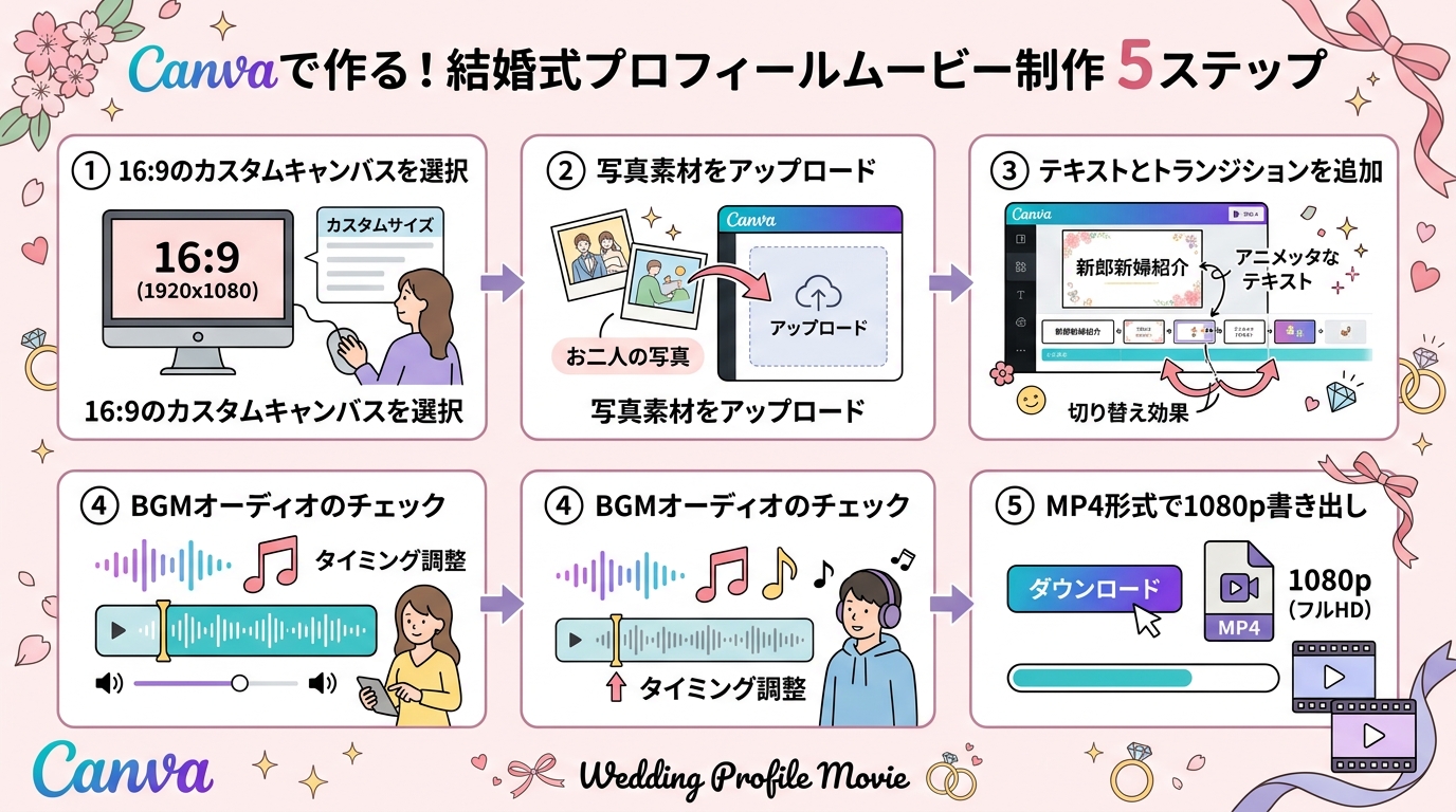 Canvaでプロフィールムービーを作る5つの基本手順図解