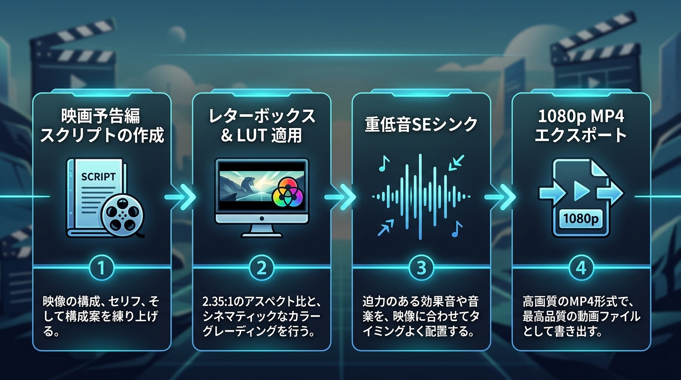 シネマティック結婚式オープニングムービーの自作4ステップ編集手順図解