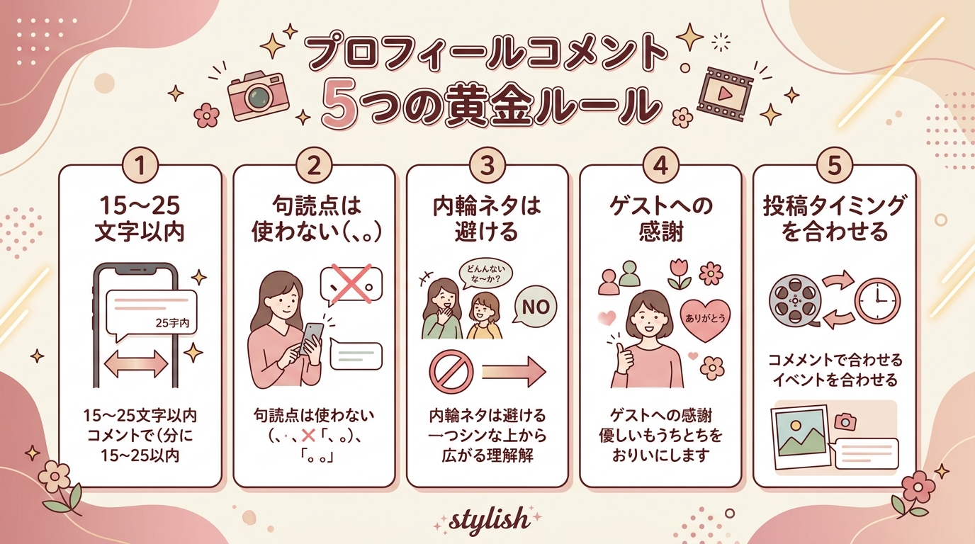 プロフィールムービーコメント作成5つの鉄則図解