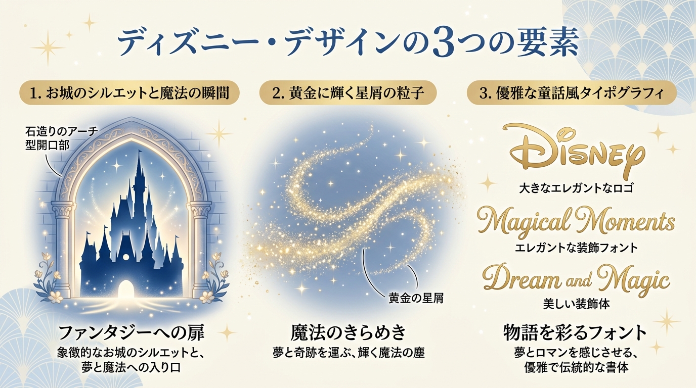 ディズニー風オープニングムービーの世界観を再現する3大デザイン要素図解