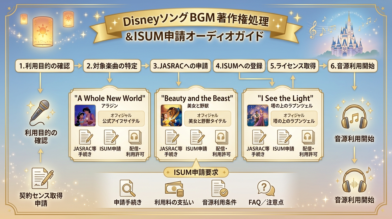 ディズニー名曲BGM選定とISUM著作権申請手順図解