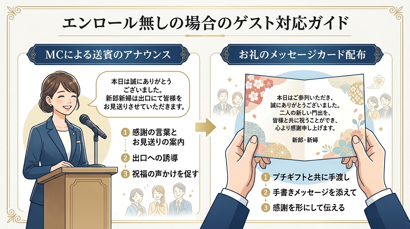 エンドロール「なし」の場合のゲストへの配慮と司会アナウンス図解