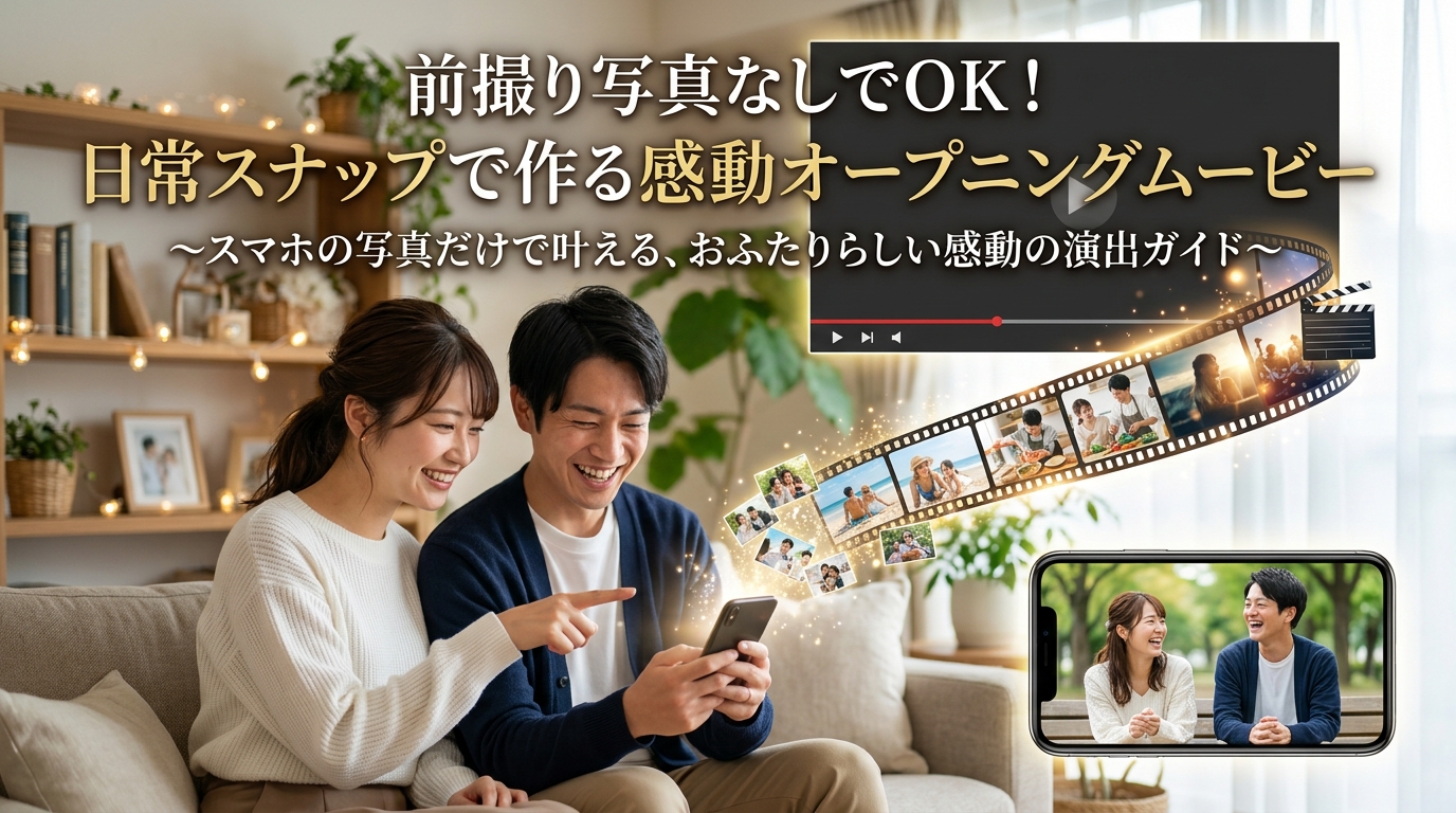 前撮り写真なしで作る感動の結婚式オープニングムービー|日常写真とスマホ動画を活用するコツ