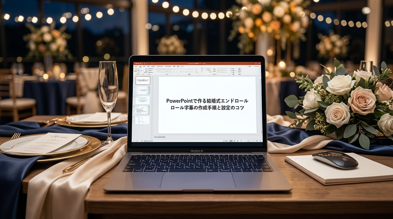 PowerPointで作る結婚式エンドロールムービー|ロール字幕の作成手順と設定のコツ