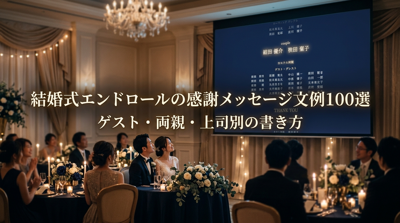 結婚式エンドロールの感謝メッセージ文例100選|ゲスト・両親・上司別の書き方
