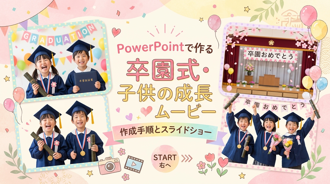 PowerPointで作る卒園式・子供の成長ムービー｜作成手順とスライドショー