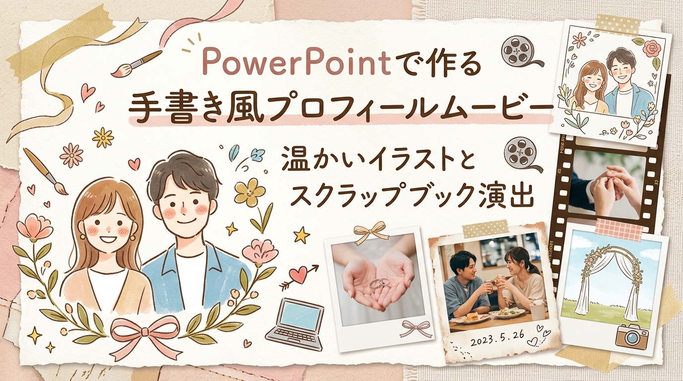 PowerPointで作る手書き風プロフィールムービー|温かいイラストとスクラップブック演出