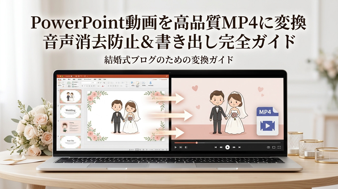 PowerPointで作成した結婚式ムービーを高品質MP4に変換する完全ガイド|音声トラブル回避と書き出し設定