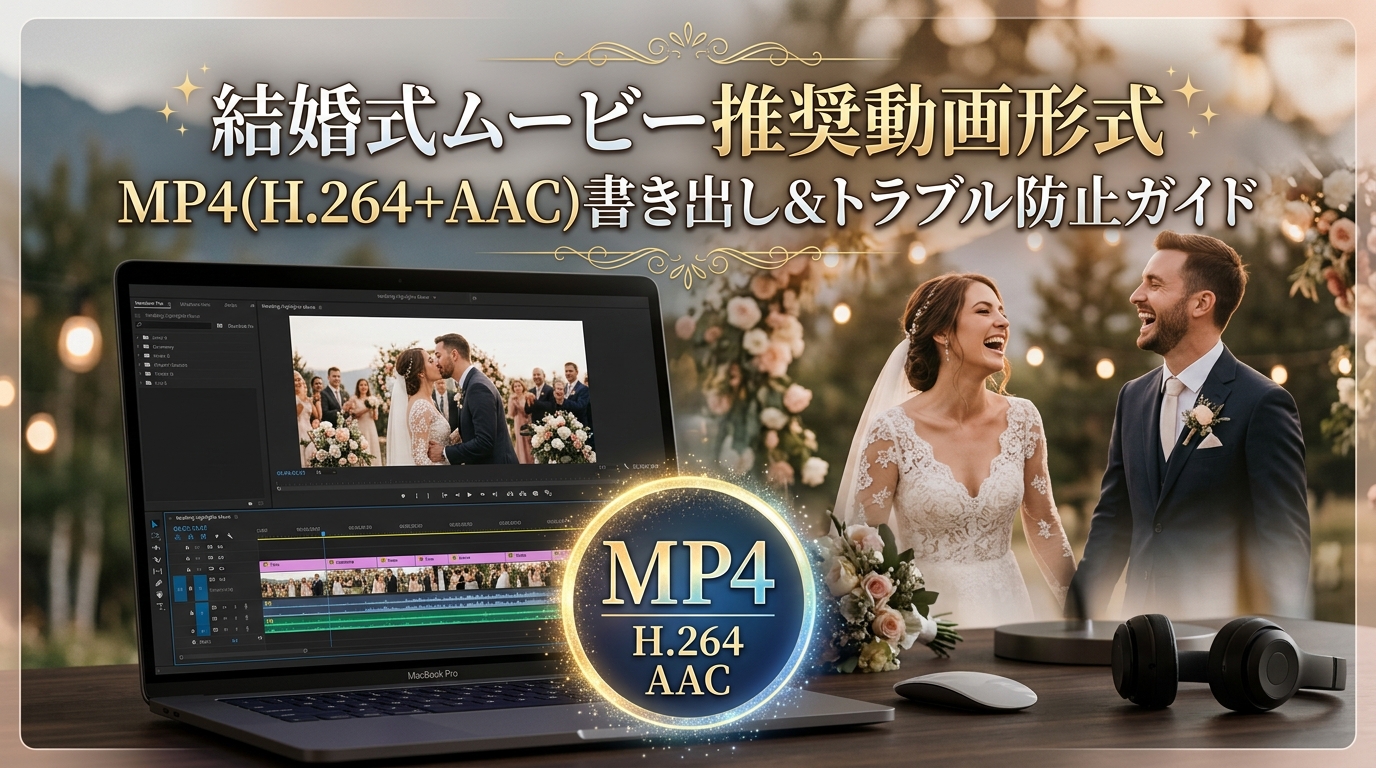 結婚式ムービー推奨ファイル形式MP4(H.264+AAC)完全ガイド｜他形式の再生トラブル予防と書き出し設定