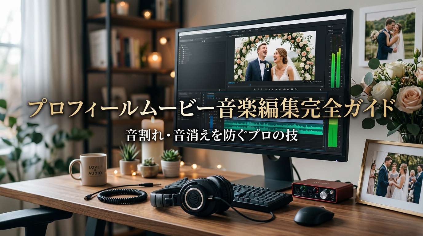 結婚式プロフィールムービーの音楽編集完全ガイド|フェード処理・音量調整・著作権対策