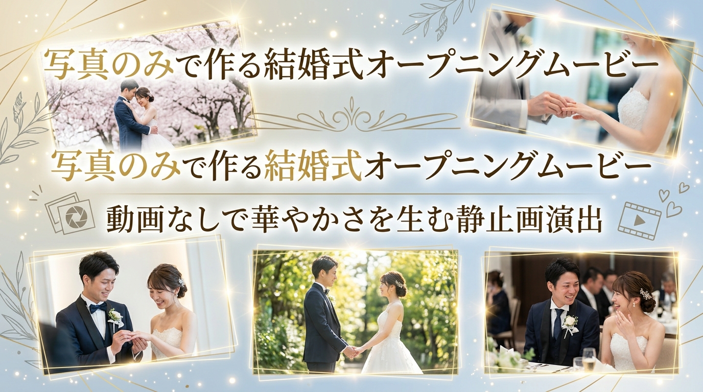 写真のみで作る結婚式オープニングムービー|動画なしで華やかさを生む静止画演出