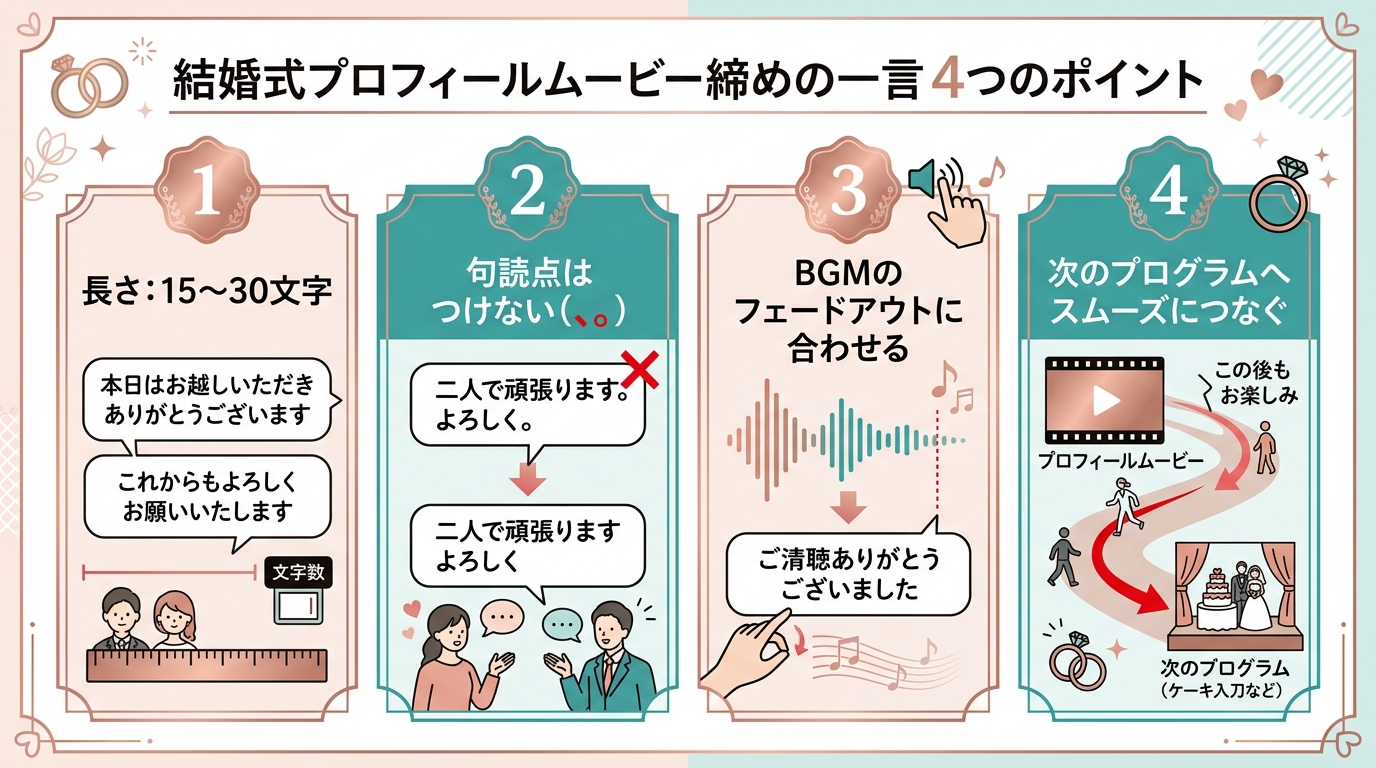 プロフィールムービー締めの言葉4つのルール図解