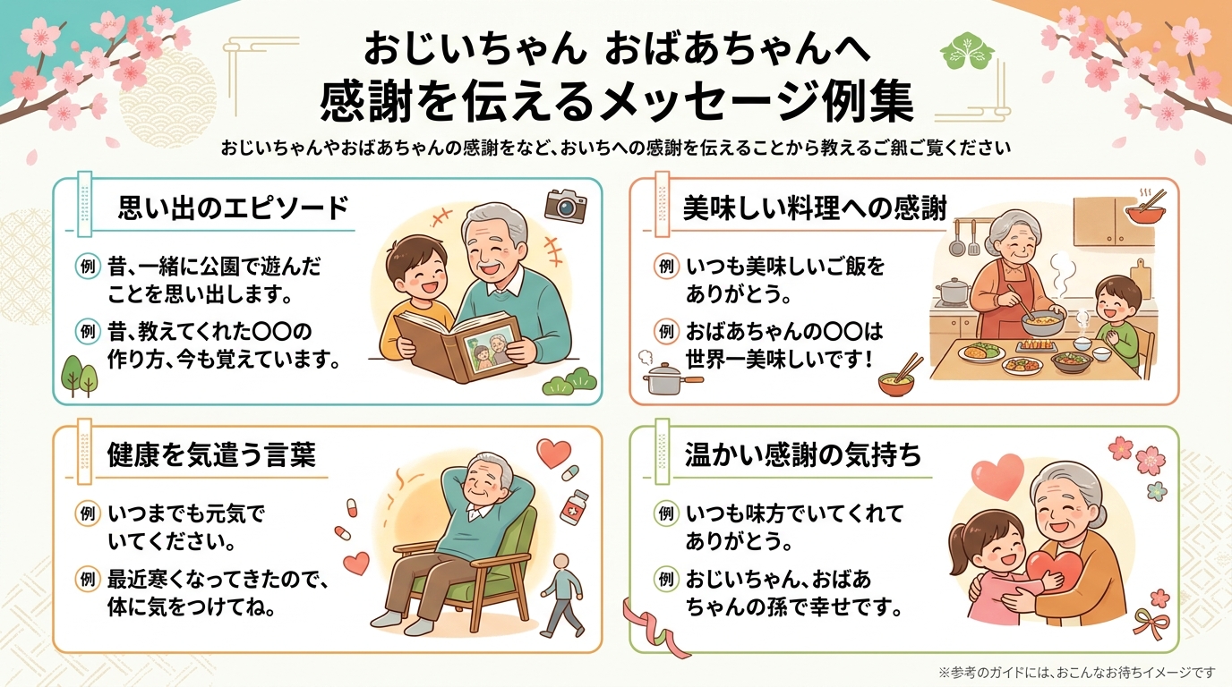 祖父母への感謝メッセージそのまま使える文例集図解