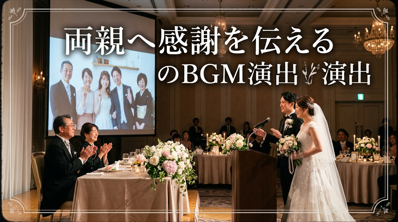 感謝BGMとともに流れる結婚式プロフィールムービーの上映画面スチル