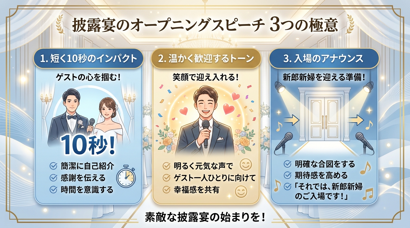 結婚式オープニングムービー冒頭挨拶3つの基本ルール図解