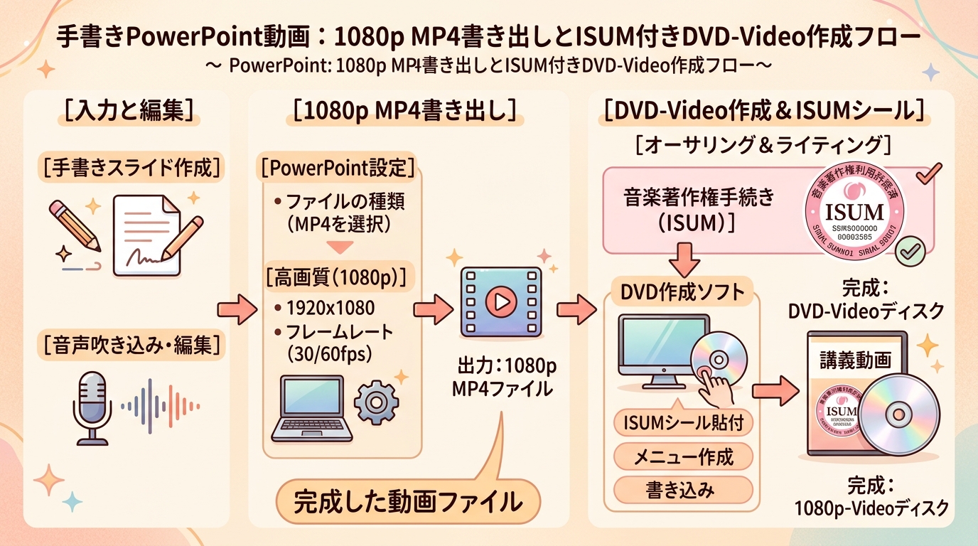 手書き風PowerPoint動画のDVD-Video形式焼き付けとISUM申請図解