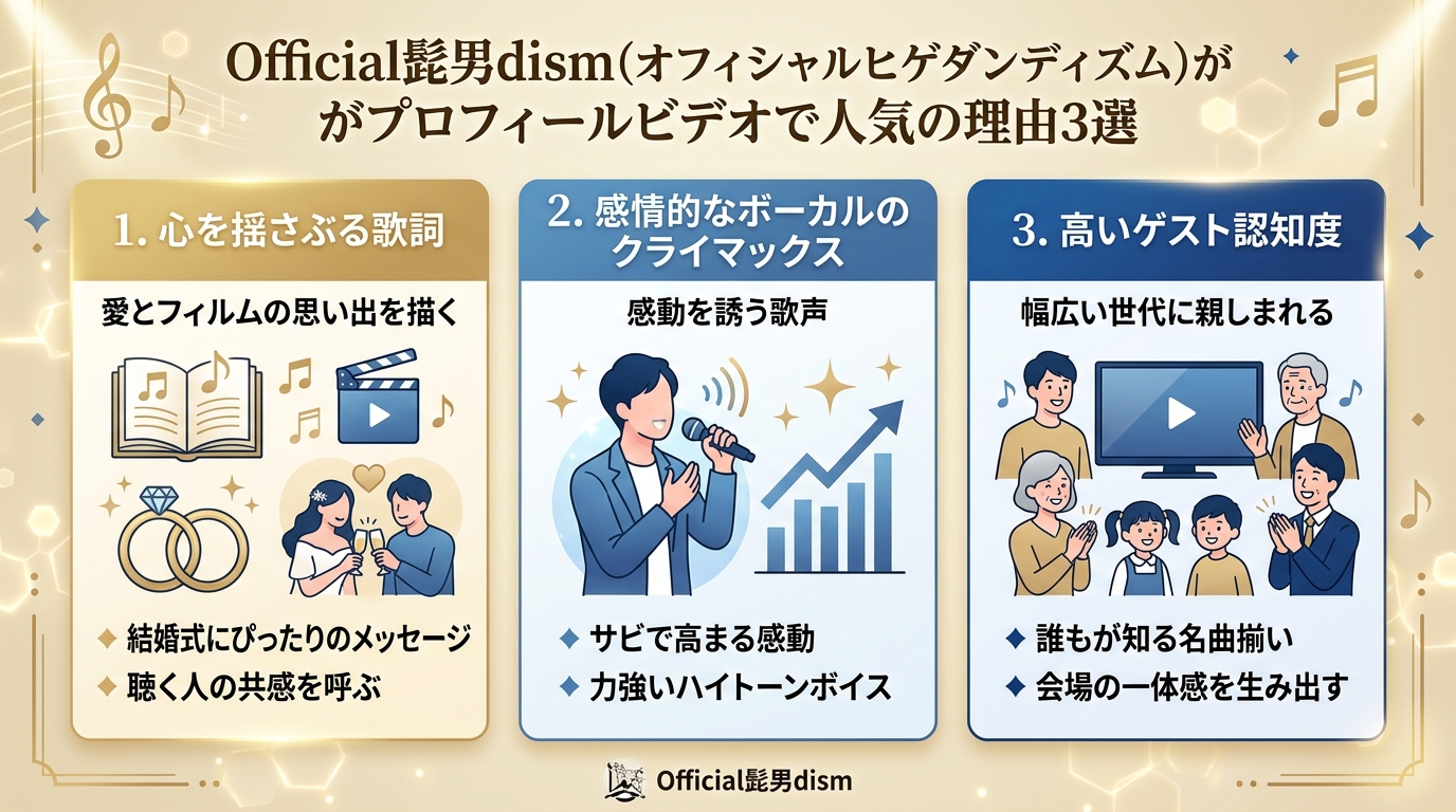 Official髭男dismがプロフィールムービーで選ばれる3つの理由図解