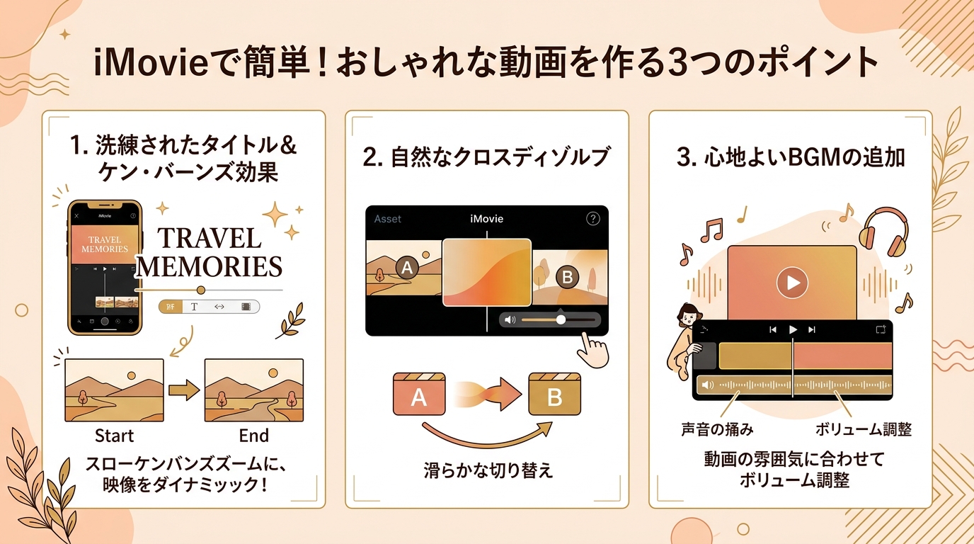 iMovieでプロフィールムービーをおしゃれに見せる3大テクニック図解