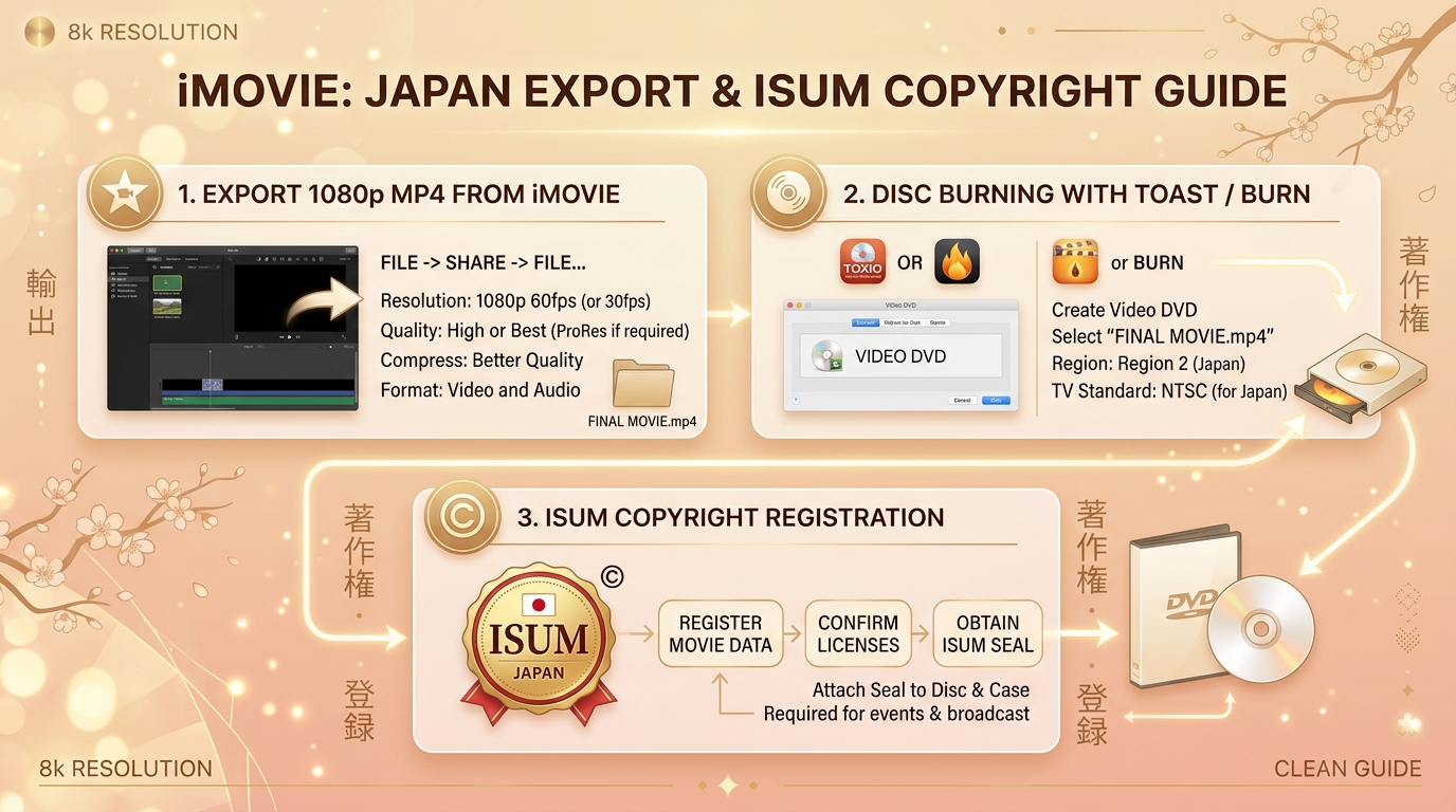 iMovie最高画質1080p MP4出力とMac用Burn/ToastでのDVD焼き付け図解