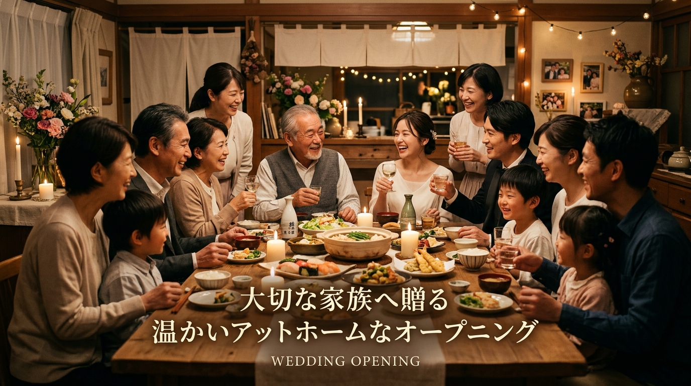 家族婚・少人数挙式向けオープニングムービーの上映画面スチル