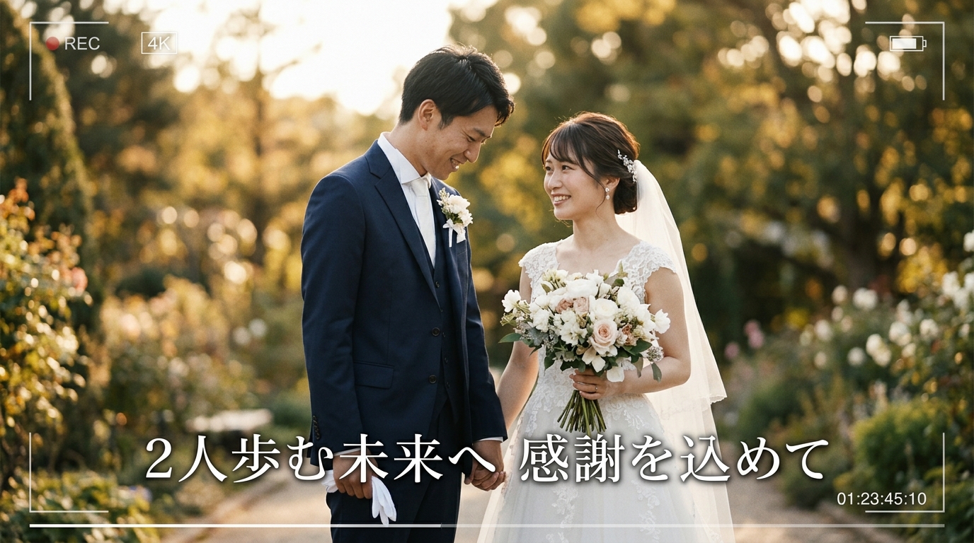 プロフィールムービー後半のツーショットと感動BGM同期実例