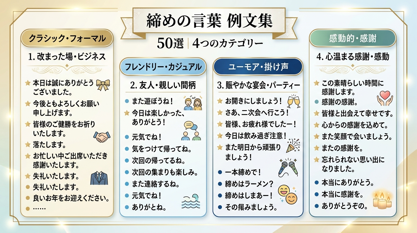 オープニングムービー締めコメント50選パターン別文例図解