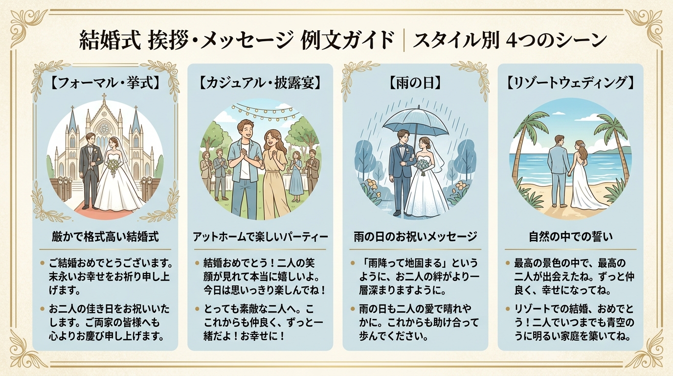 結婚式スタイル別オープニングムービー挨拶コメント文例集図解