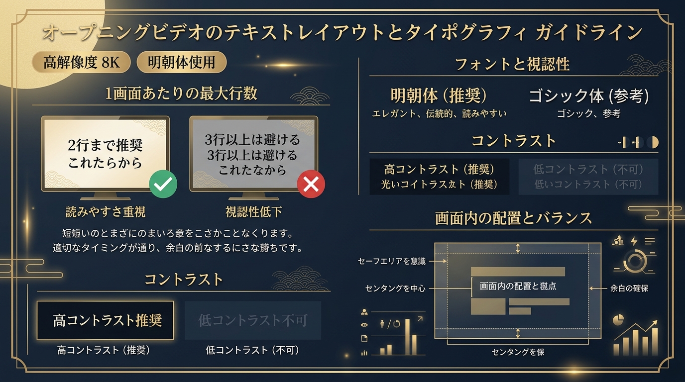 オープニングムービー文字フォントとレイアウト配置ルール図解