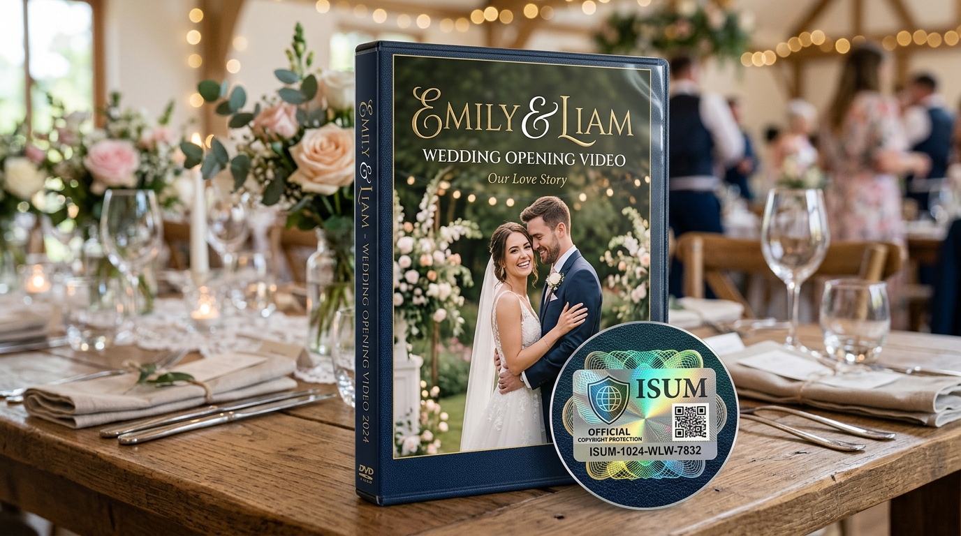 正規ISUM許諾シールが貼られた結婚式オープニングムービーのDVDケーススチル