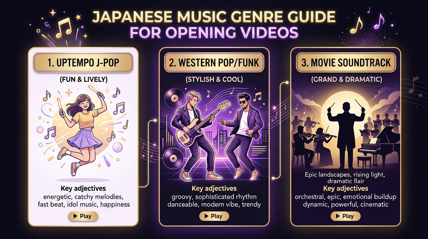 結婚式オープニングムービーBGMを世代横断・最新J-POP・平成名曲に分ける図解
