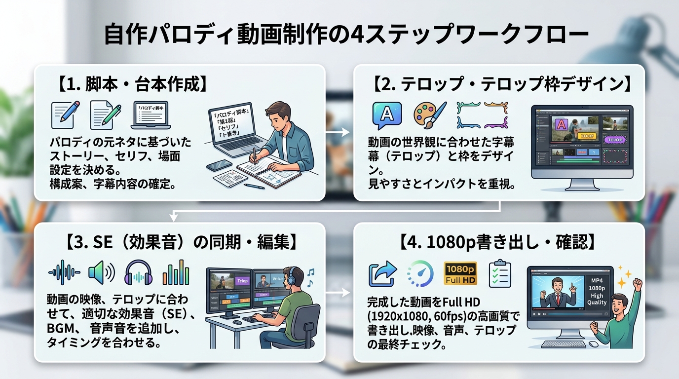 パロディ結婚式オープニングムービーの自作4ステップ編集手順図解