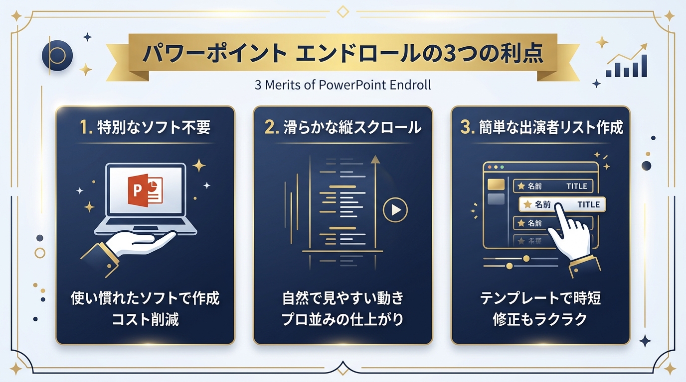 PowerPointで結婚式エンドロールを自作する3大メリット図解