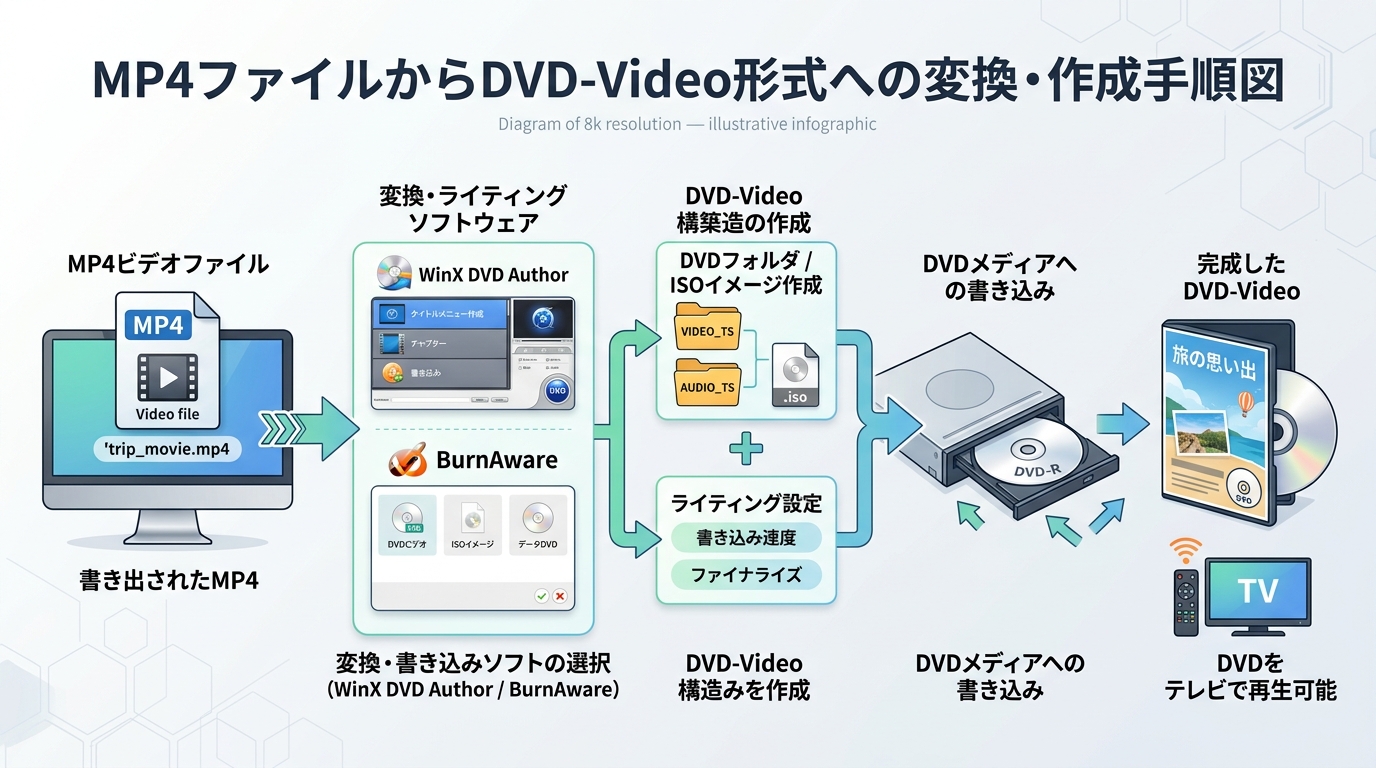 MP4動画ファイルから式場DVD-Video形式への変換焼き付け手順図解
