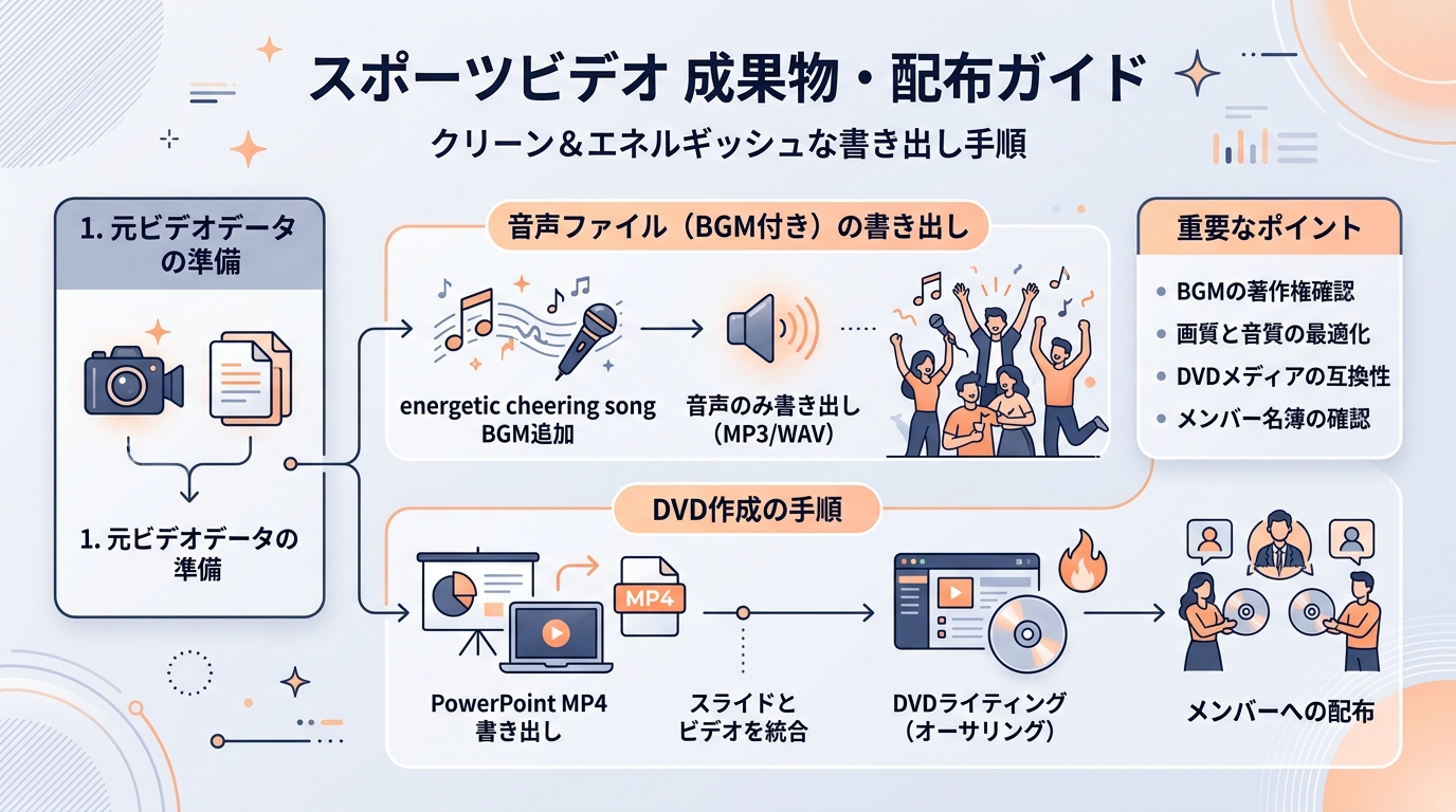 PowerPointへのBGM音楽挿入、1080p MP4書き出しと全家庭用DVD-Video複製手順図解