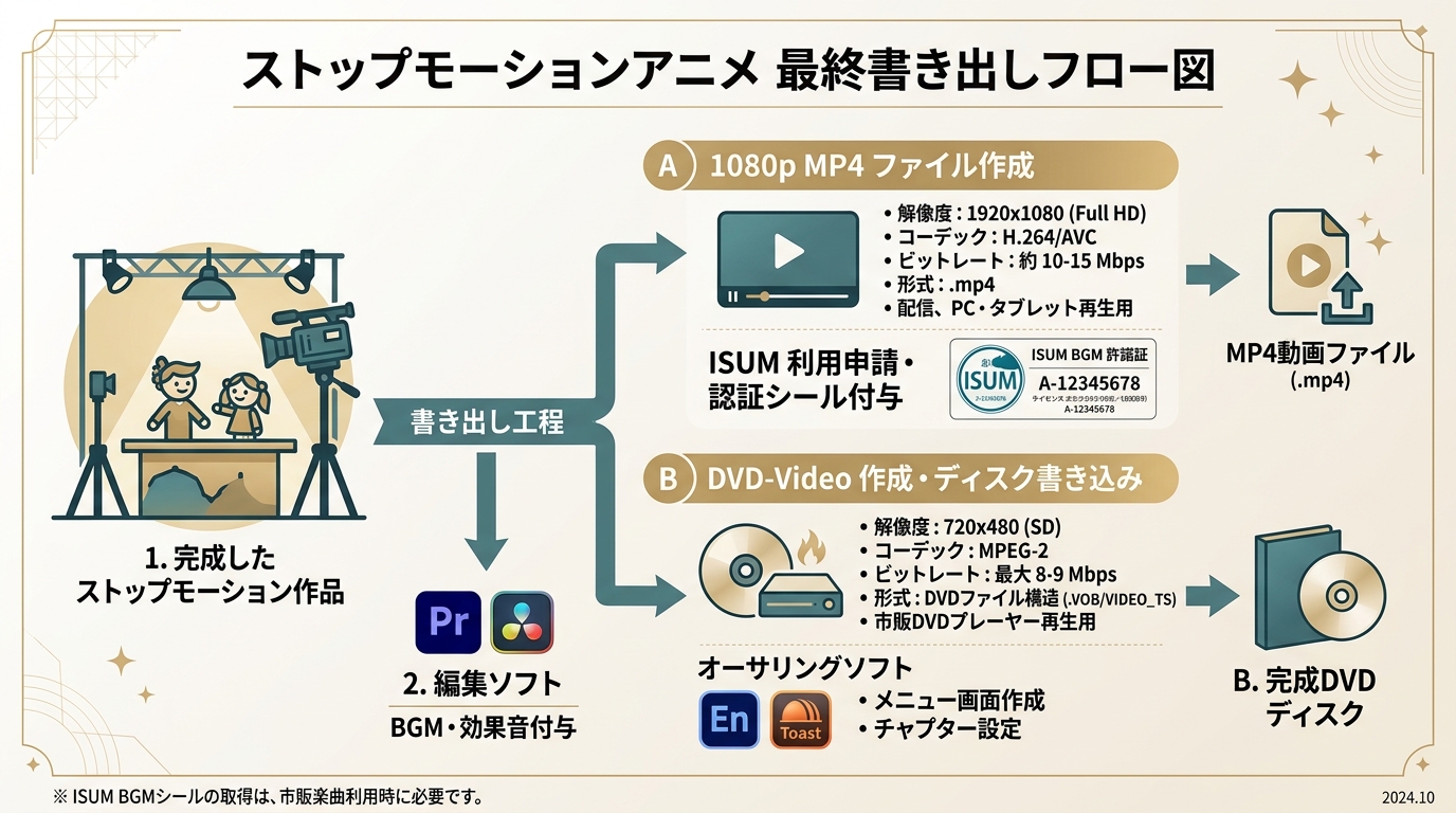 コマ撮りムービーのDVD-Video形式書き出しとISUM申請図解
