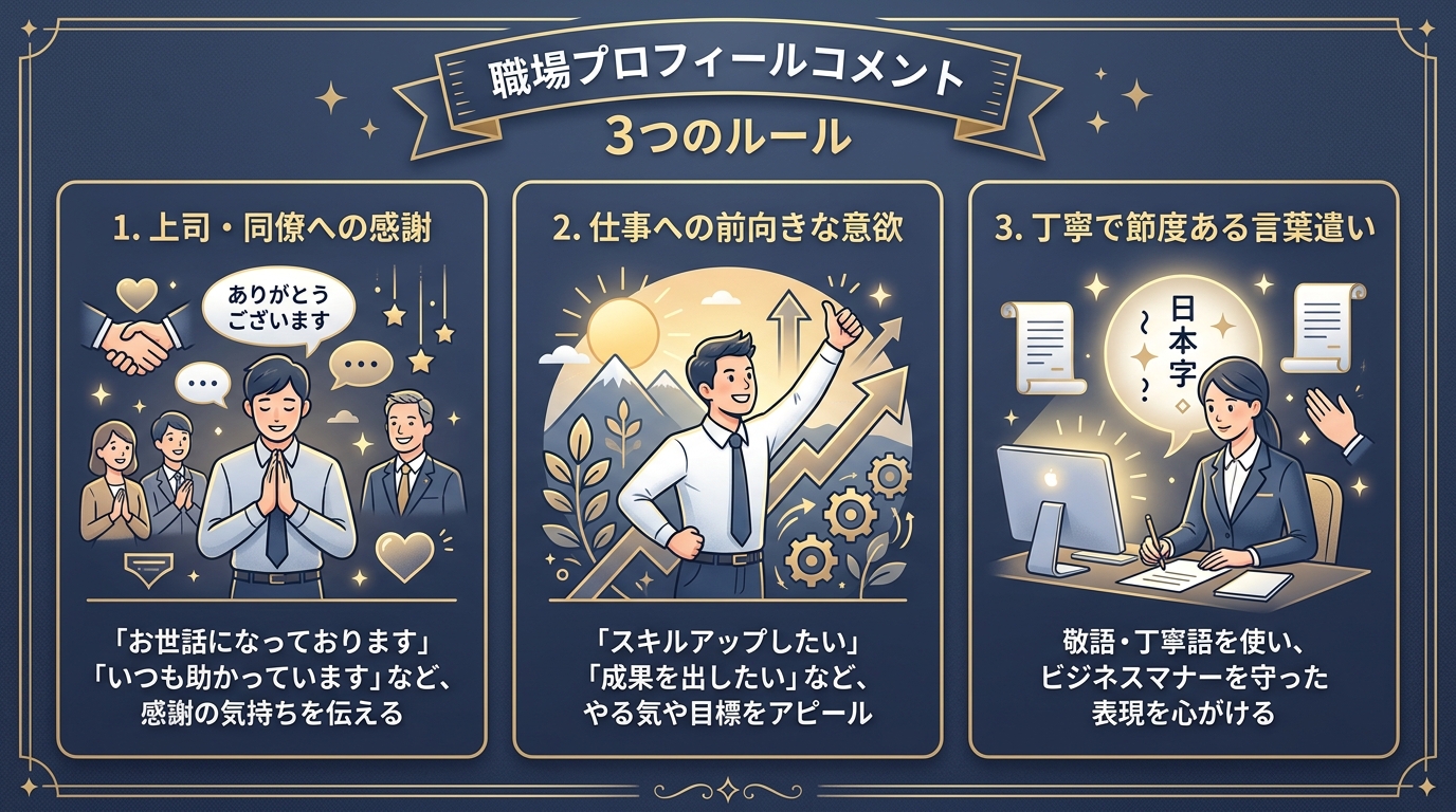 プロフィールムービー職場パートコメント作成の3大原則図解